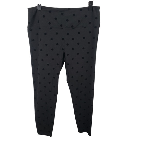 NEW ~ Intro Love The Fit Leggings Woman 1X Black Polka Dot Tummy Control / A8 - Picture 1 of 5